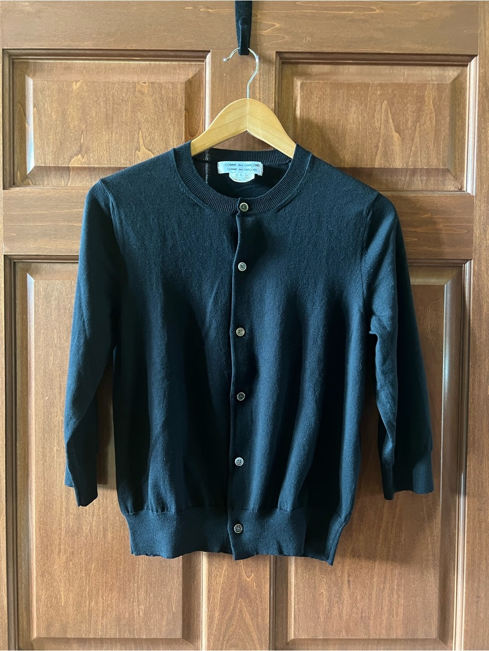Comme des Garçons Cardigan with 3/4 Sleeves Black Size L